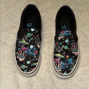 Vans Black Multicolor Space Print Loafers